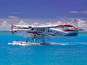 Seaplane landing on Gulf of Mexico in Florida