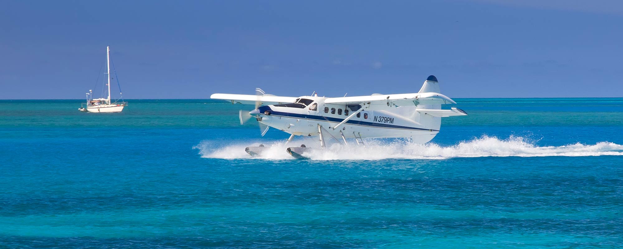 Seaplane landing on Gulf of Mexico