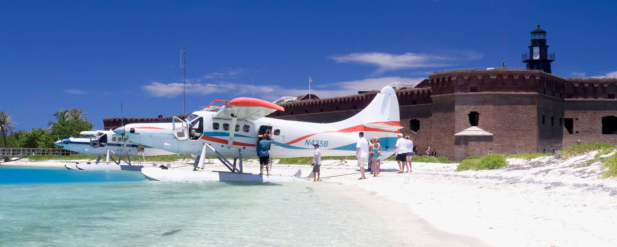 Seaplane ready for take-off in Gulf of Mexico